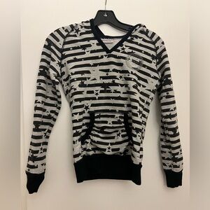 New Black and Silver/Grey Juniors XS Sweatshirt with Hood/Hoodie